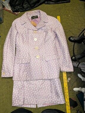 Lilac Polka Dot Skirt Suit